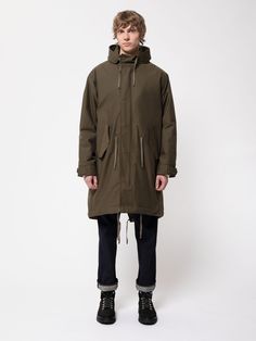 Kajjan Waxed Parka Olive - Nudie Jeans