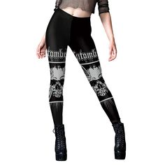 44464415244547|44464415277315|44464415310083|44464415342851 Punk Leggings, Gothic Leggings, Gym Sportswear, Leopard Print Pants, Cat Skull, Style Gothic, Dark Grunge, Gothic Clothes, Hip Style