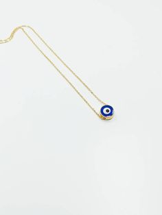 Dainty evil eye necklace is adjustable. This Turkish jewelry would be the great gift as a protection jewelry. Lenght of the nazar necklace is 45 cm (17.5 in) Blue Evil eye bead is 1 cm (0.3 in) For more evil eye necklaces, click the link below; https://www.etsy.com/shop/EyeDesignsbyGG?ref=search_shop_redirect&section_id=30285329 Dainty Evil Eye Necklace Gift, Minimalist Blue Evil Eye Jewelry, Elegant Evil Eye Round Necklace, Blue Symbolic Evil Eye Jewelry, Nazar Necklace, Blue Evil Eye Metal Necklace, Protection Jewelry, Turkish Eye, Eye Gift