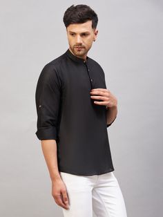 Vastramay Men's Black Short Cotton Kurta Upgrade your ethnic wardrobe with this stylish black short kurta for men. Made from high-quality cotton, this kurta offers both comfort and style, perfect for casual and festive occasions. Features Color: Black Material: Cotton Style: Short Kurta Occasion: Casual, Festive Specifications Brand: Vastramay Size: Available in various sizes Fit: Regular Neck: Mandarin Collar Sleeves: Short Sleeves Pattern: Solid Material & Care 100% Cotton. Hand-wash or machin Casual Black Festive Kurta, Black Straight Kurta For Casual Wear, Casual Black Straight Kurta, Black Cotton Tops For Eid, Black Cotton Straight Kurta, Short Kurta For Men, Kurta For Men, Short Kurta, Black Shorts Men