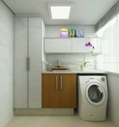 a washer and dryer in a small kitchen