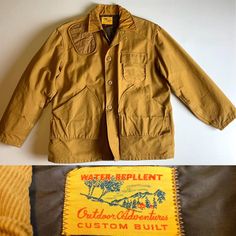 Vintage Canvas Hunting Jacket  Made by Outdoor Adventures, USA. Button closure with multiple pockets. Very Good condition. Has a hole in the sleeve. See photo. Size Medium  26" across the chest  20-1/2" shoulder to shoulder  23" shoulder seam to cuff  31-1/2" from collar fold to hem Hunting Jacket, Hunting Jackets, Louisville Ky, Vintage Canvas, Photo Size, Outdoor Adventures, Outdoors Adventure, Hunting, Mens Jackets