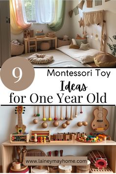 the top ten montessori toys for one year old are on display in this room