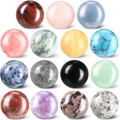 PRICES MAY VARY. Abundant Crystal Stones Set: you will receive 15 pieces of crystal spheres in 15 styles, various in styles and rich in colors, sufficient to meet your daily use, suitable for many occasions; Note that the color and pattern may be repeated Appropriate Size to Carry: each gem sphere ball measures about 1 inches/ 25 mm, moderate in size and light in weight, convenient for you to put it in your pocket, bag or wallet, you need to note that the grain on the product may be different fr Crystal Projects, Crystals For Witchcraft, Witch Ball, Meditation Crystals, Sphere Ball, Quartz Sphere, Special Jewelry, Crystal Sphere, Chakra Healing