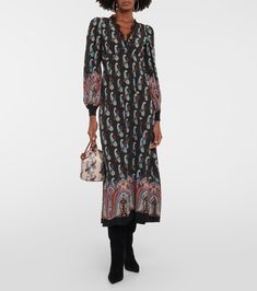 Paisley silk midi dress in multicoloured - Etro | Mytheresa Etro Paisley, Midi Wrap Dress, Silk Midi Dress, Dress Home, Silk Maxi Dress, Paisley Dress, Long Sleeve Maxi, Blue Midi Dress, White Midi Dress