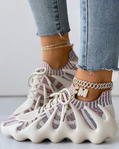 Cream Lace-up Sneakers For Fall, Beige Lace-up Sneakers For Fall, Casual Comfortable Winter Sneakers, Cream Sneakers For Fall, Beige Lace-up Winter Sneakers, Comfortable Knit Sneakers For Spring, Casual Knit Sneakers For Spring, Casual Beige Sneakers For Spring, Casual Cream Sneakers For Winter