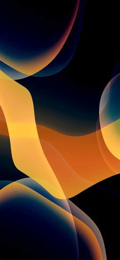 an abstract background with orange and blue curves in the center, on a black background