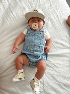 Baby fit style outfit of the day summer jeans shorts overalls hat sneakers Nike Summer With A Newborn, How To Dress Newborn In Summer, Baby Boy Skater Style, Baby Boy And Mom Outfits, Baby Boy Stuff Newborn, Summer Baby Boy Outfits Newborn, Baby Boys Outfit Ideas