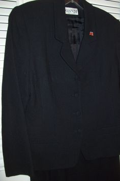 "Vintage Gianni wool black career suit. Size 8. Petite. Beautiful cut. Bust measures 38\", length 24\". Waist on skirt measures 28\", hip 40\", length 21\". Perfect ! No flaws of any kind. Stored with TLC Comes from a smoke-free home." Vera Bradley Tote, Outdoor Men, 1980s Vintage, Laura Ashley, Cotton Pants, Vintage Finds, Clothing Items, Color Splash, Pink And Green