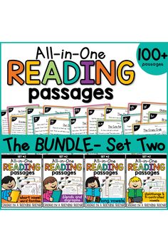 all in one reading passages bundle with the words and pictures for each page, including two