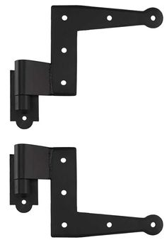 two black iron brackets on white background