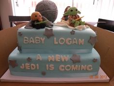 a cake made to look like the force awakes baby yoda and star wars characters