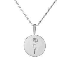 Meet our Birth Flower Necklaces—beautifully crafted in premium sterling silver and fully adjustable for the perfect fit. Each necklace features a delicate flower representing a birth month, making it a meaningful way to celebrate your birth, your little ones, or a special connection to a particular bloom. Whether you’re layering them or wearing one solo, these necklaces add a personal touch and a sprinkle of nature’s magic to your style. Perfect for gifting or treating yourself, these precious b Engraved Flower Pendant Charm Necklace, Dainty Flower-shaped Engraved Charm Necklaces, Dainty Engraved Flower Charm Necklaces, Dainty Engraved Flower Charm Necklace, Everyday Necklace With Flower Pendant, Minimalist White Gold Necklace With Flower Charm, Minimalist Birthstone Necklace With Flower Pendant, Minimalist Birthstone Flower Pendant Necklace, Mother's Day Sterling Silver Necklace With Flower Charm