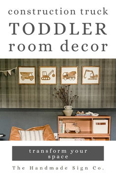 an advertisement for the construction truck todder room decor