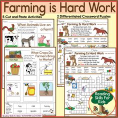 farm animals and plants worksheet for kids to learn how to read the words