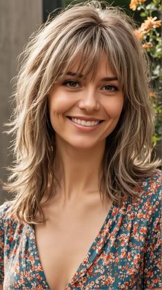 23 Discover Trendy Shaggy Hair Cuts with Bangs: Face-Framing, Peekaboo, Boho Styles & Hair Care Tips Women Haircut With Bangs, Bangs For Thick Hair Round Face, Medium Length Haircut Choppy Layers, Haircuts That Frame Your Face, Modern Day Shag, Shaggy Medium Hair With Bangs, Face Framing Layers With Bangs, Medium Hairstyles With Bangs, Medium Shaggy Hairstyles