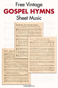 sheet music with the words free vintage gospel hyms sheet music