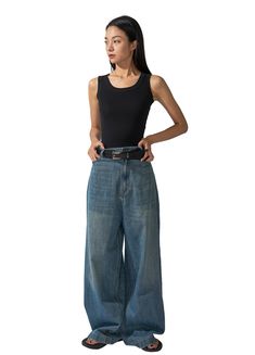 Vintage-Inspired Unisex Low-Waisted Washed Jeans - chiclara Low Waisted Jeans, Angel Dress, Jeans Fabric, Light Blue Jeans, Low Waisted, Washed Jeans, Jeans For Sale, Womens Maxi Dresses, Medium Blue