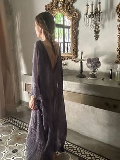 Dark Ethereal Clothing, V-neck Kaftan Dress For Beach, Long Summer Evening Kaftan, Long Sleeve Dresses For Beach Loungewear, V-neck Midi Dress For Beach Daywear, Flowy Evening Maxi Dress For Beachwear, Flowy Beachwear Maxi Dress For Evening, Midi Dress For Beach Season Cover-up, Chic Beach Season Loungewear Dresses