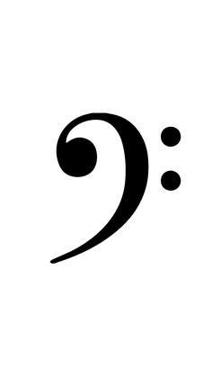 a black and white photo of the letter c with an image of a bass clef