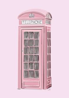 a pink phone booth on a pink background