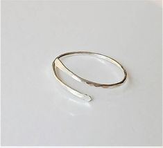 Sterling Silver or Gold Filled Stackable Ring Dainty Minimalist Stackable Bypass Ring With Open Band, Delicate Adjustable Stackable Rings With Simple Design, Nickel-free Minimalist Stackable Rings For Anniversary, Adjustable Minimalist Sterling Silver Toe Rings, Minimalist Adjustable Sterling Silver Toe Rings, Minimalist Nickel-free Stackable Rings For Anniversary, Minimalist Bangle Rings For Gifts, Minimalist Stackable Bypass Ring For Anniversary, Minimalist Adjustable Double Band Stackable Rings