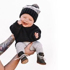 Stay warm this winter with the softest baby hat and sweaters. Perfect for layering & bundling up Little Hats, Hats For Boys, Beanie Baby Bears, Baby Boy Hats, Crewneck Style, Chunky Knit Sweater, Boy Hat, Trendy Clothes, Trendy Baby