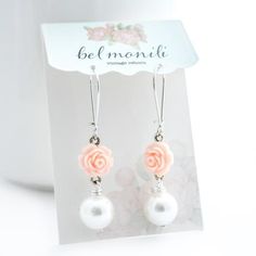 Beaded Earrings | bel monili Elegant Pink Flower Earrings In Sterling Silver, Elegant Pink Sterling Silver Flower Earrings, Elegant Adjustable Nickel-free Clip-on Earrings, Feminine Pearl Earrings In Silver, Feminine Silver Pearl Earrings, Feminine Silver Pearl Drop Earrings, Elegant Adjustable Earrings With Lever Back Ear Wires, Elegant Adjustable Flower Earrings With Ear Wire, Delicate Jewelry With French Hook