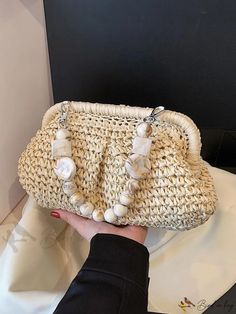 Bird in Bag - Beaded Straw Bag Decoration Bag Decoration, First Contact, Bird In Bag, Bag Bag, Polyester Material, Straw Bag, Top Handle, Free Gifts, Straw