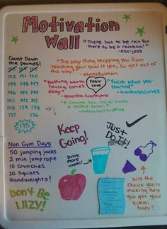 Make a motivation wall in your college dorm room to help keep you focused on your goals! Motivation Ideas, Jillian Michaels, Motivation Board, Mental Training, Motivational Wall, Gym Humor, Amazing Diy, Stay In Shape, Motivation Wall