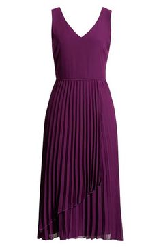 A pleated skirt lends depth and movement to this faux-wrap midi dress. Back zip closure V-neck Sleeveless Lined 100% polyester Dry clean Imported Hair Care Gifts, Leopard Print Shoes, Dress Back, Wrap Midi Dress, Hair Sale, Fragrance Design, Fabric Gifts, Free Fabric, Fashion Help