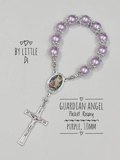 "Lovingly hand-made, high-quality Catholic mini rosaries. Perfect giveaways for your little tot's baptism. These also make meaningful wedding keepsakes... a token of gratitude to the guests who'll join your family celebration.  A universal gift for everyone who'll join you in any of your Christian events. The pocket rosary is made of glass pearls in 10mm size, carefully threaded with a beading wire and secured with metal stoppers for durability. The rosary centre and crucifix are made in Italy. Universal Gift, Baptism Favors, Favors Wedding, Catholic Gifts