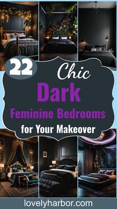 22 Enchanting Dark Feminine Bedroom Ideas To Inspire You Grey And Black Bedroom Ideas For Women, Dark Victorian Bedroom, Cozy Small Bedroom Ideas, Dark Cottage Core Aesthetic, Feminine Bedroom Ideas, Dark Romantic Bedroom, Dark Feminine Bedroom, Dark Gray Bedroom, Dramatic Bedroom