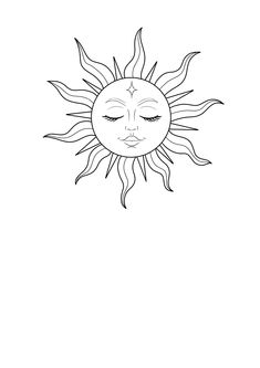 a drawing of the sun with its eyes closed