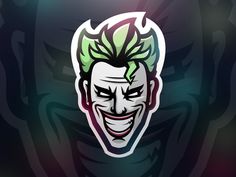 the joker face with green hair is shown on a dark background