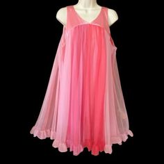 Vintage Vanity Fair Nightgown Womens M Rainbow Red Pink Nylon Chiffon Dress 60s | eBay Pink Sheer Sleeveless Mesh Dress, Sheer Summer Night Dresses, Summer Sheer Dresses For Night, Pink Sheer Party Sleepwear, Summer Sheer Nightgown For Party, Sheer Summer Nightgown For Party, Vintage Pink Chiffon Dress, Red Summer Party Sleepwear, Sheer Red Sleepwear For Summer