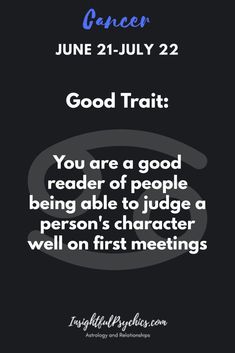 Cancers, born between June 21 and July 22 are emotional and loving. Learn about the characteristics, career paths, and compatibility of this sign. Horoscope Couples, Good Traits, Moon Baby, Magic Symbols, Cute Couple Quotes, Receding Gums, The Crab, Zodiac Society, Preventative Health