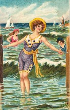 the cover of home & garden essentials, featuring a painting of a woman in bathing suit