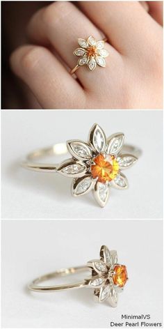 Tom Foolery, قلادات متدلية, Round Engagement, Daisy Ring, Orange Sapphire, Alternative Engagement Rings, Deco Jewelry, Sea Glass Jewelry, Art Deco Jewelry