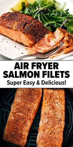 Air fryer salmon filet recipe Cook Frozen Salmon, Salmon In Air Fryer, Air Fryer Salmon, Healthy Air Fryer Recipes, Frozen Salmon, Healthy Air Fryer, Fried Salmon