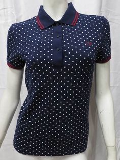 Polka Dot Shirt (dark carbon) Cotton Polo Shirt With Buttons, Navy Cotton Tops With Contrast Collar, Fitted Cotton Button-up Polo Shirt, Fitted Polo Shirt With Buttons, Fitted Polo Shirt With Collared Neckline, Polka Dot Cotton Tops With Buttons, Polka Dot Collared Cotton Top, Polka Dot Cotton Collared Top, Collared Cotton Polka Dot Tops