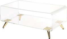 an acrylic coffee table with gold legs