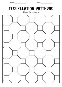 a coloring page with the words, teselation patterns