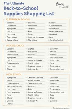 The ultimate back-to-school supplies shopping list infographic School Supplies Shopping List, Back To School Shopping List, Back To School Stationary, School Bag Organization, Back To School For Teens, School Supply List, Back To School List, School Shopping List, Back To School Stationery