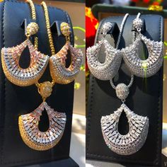 43887335080130 Luxury Diamond-shaped Cubic Zirconia Necklace, Wedding Charms, Luxury Gold-tone Statement Necklaces, Necklace Model, Girl Actors, Big Pendant, Wedding Charm, Copper Style, Fashion Jewelry Sets