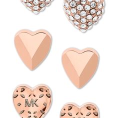 Michael Kors Jewellery Mkj7020791 Rose Gold Tone 3-Set Pierced New, Department Store Overstock. On Card With Tag, Mk Box, Pouch. Box Pouch, Michael Kors Jewelry, Department Store, Gold Tones, Michael Kors, Jewelry Earrings, Pouch, Rose Gold, Women Jewelry