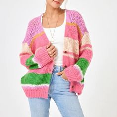 Nwt L*Space Lido Knit Cardigan Cozy Pink V-neck Outerwear, Trendy Pink Soft Knit Cardigan, Trendy Pink Soft Knit Outerwear, Pink Casual V-neck Cardigan, Casual Pink Soft Knit Outerwear, Winter Knit Pink Cardigan, Trendy Pink Knit Outerwear, Pink Knit Cardigan For Winter, Oversized Trendy Pink Cardigan