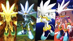 four different images of sonic the hedgehog