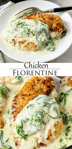 chicken florentine with spinach and cheese on top