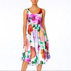 Never Worn Midi Floral Dress. Perfect For Bridal Festivities, Cocktail Parties, Or Kentucky Derby! Calvin Klein A-line Midi Dress For Spring, Calvin Klein A-line Midi Summer Dress, Calvin Klein A-line Midi Dress For Summer, Summer Floral Print Calvin Klein Dresses, Calvin Klein Summer Floral Print Dresses, Calvin Klein White Midi Length Dress, White Fit And Flare Midi Dress For Garden Party, White A-line Calvin Klein Dress, Calvin Klein White Midi Dress